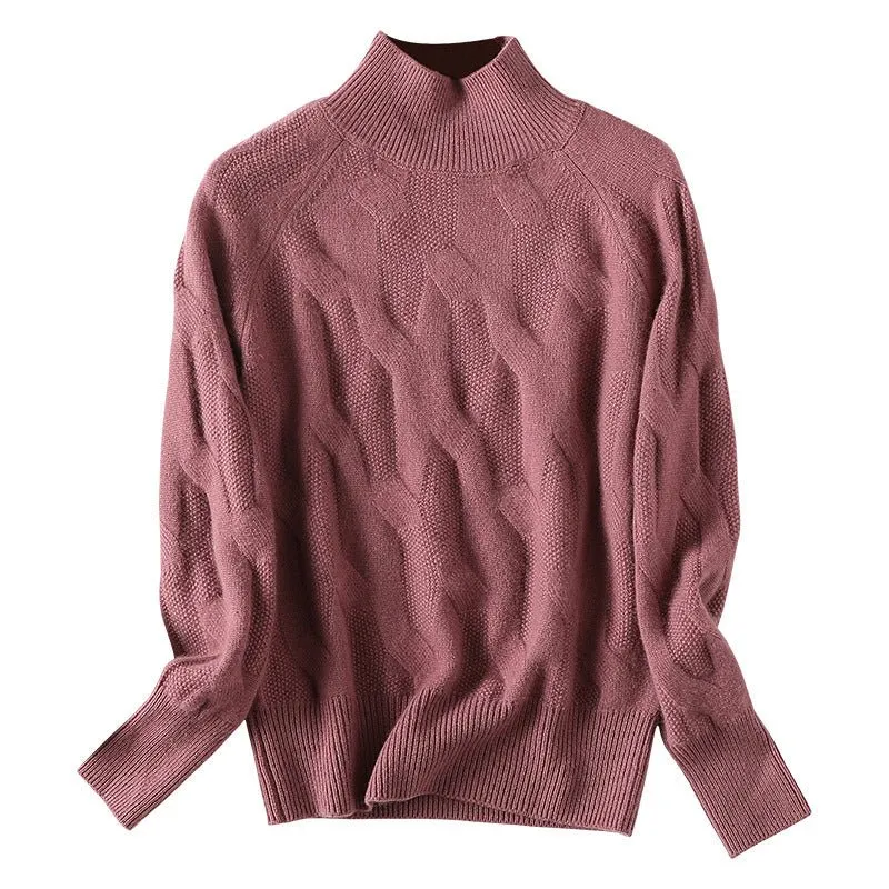Womens Turtle Neck Cashmere Sweater Cashmere Knitted Pullover