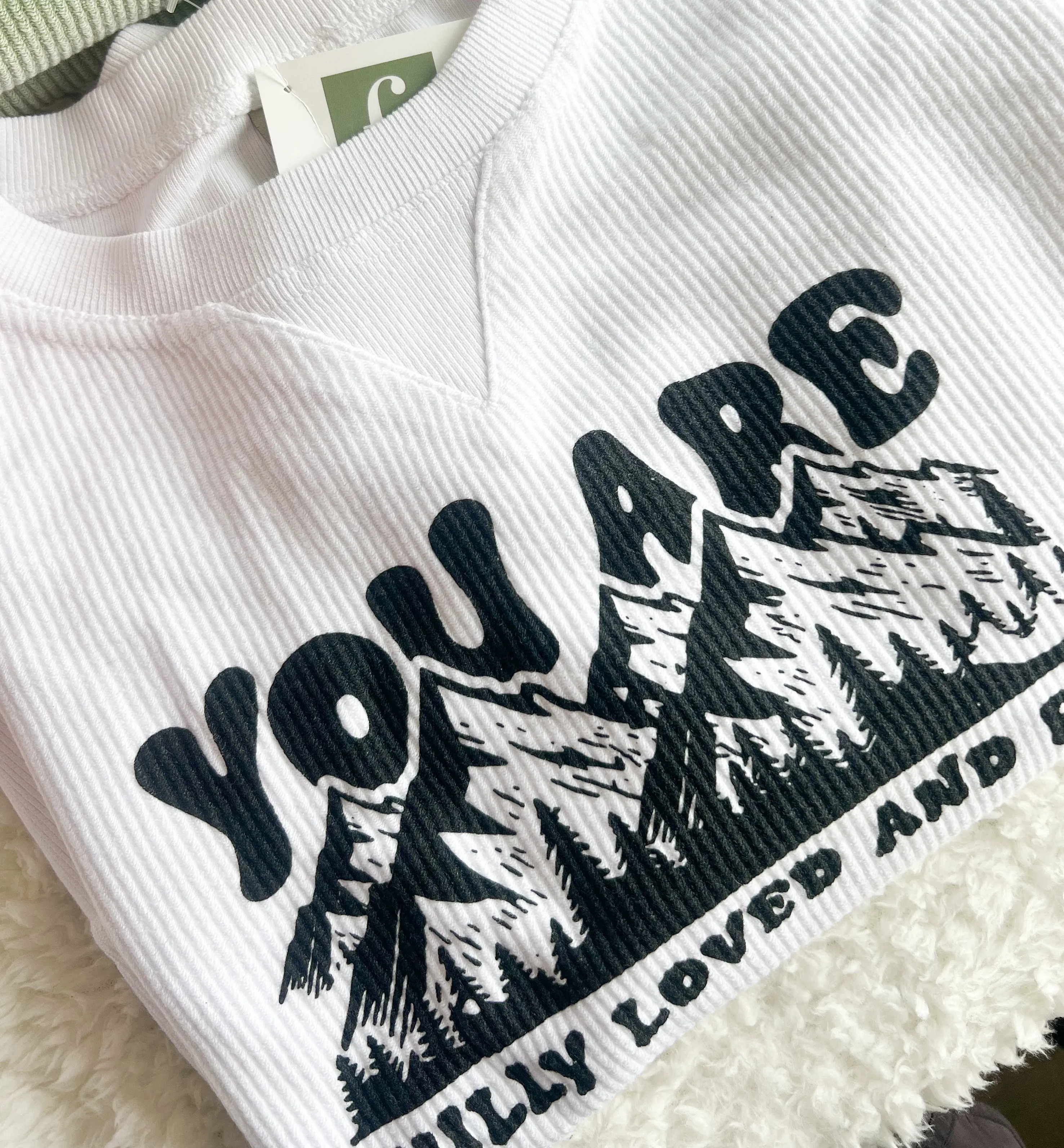 You are Mountain White Boxy Corded Crew